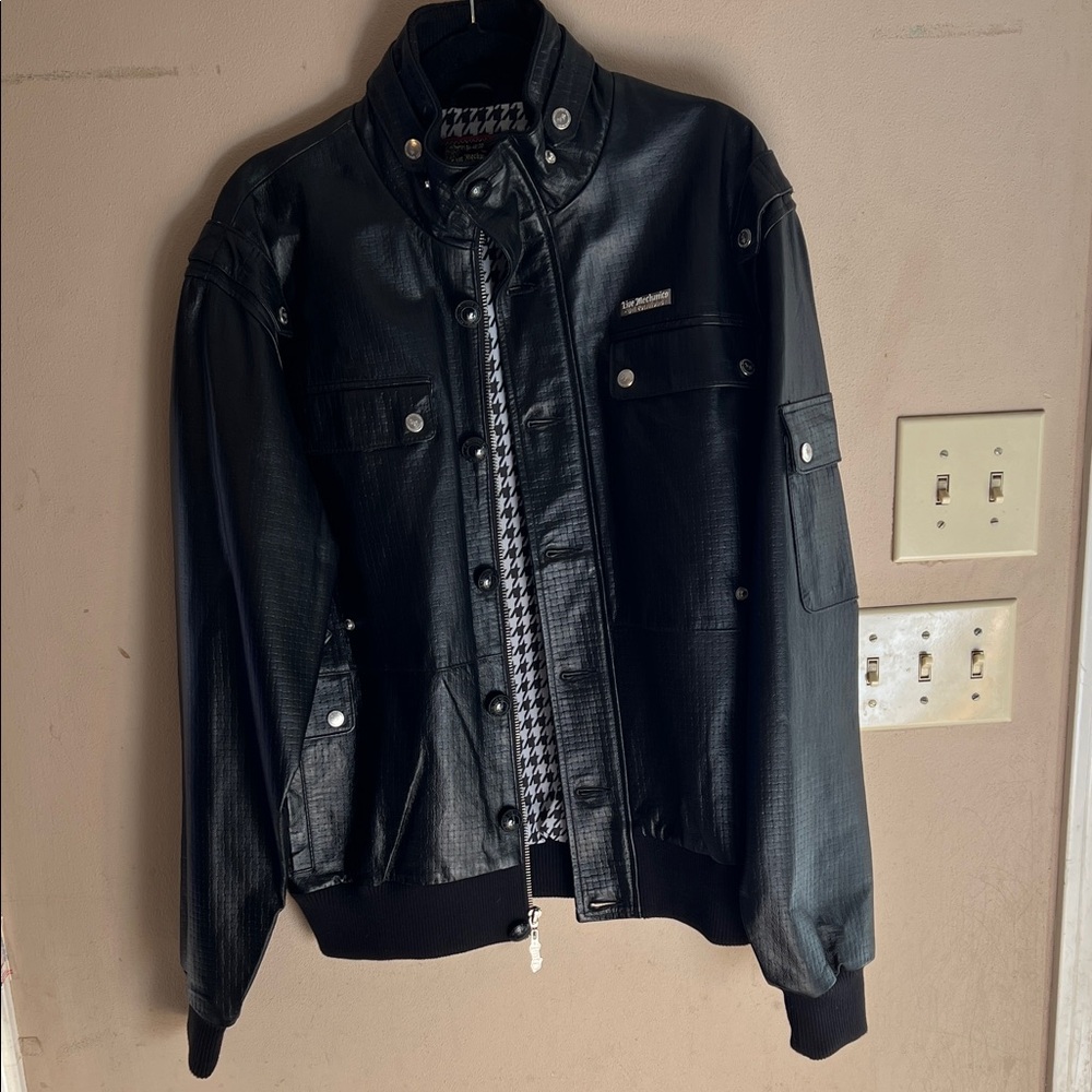 GENUINE LEATHER JACKET BY LIVE MECHANICS BLACK SIZE L NWOT